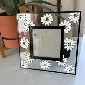 Vintage Papel Giftware Daisy Glass Picture Frame Clear Square Floral Y2K 8"x8"